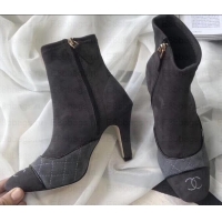 Luxury Chanel Heel 8.5cm Ankle Boots Quilting Suede G349020 Gray 2019