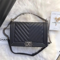 Discount Chanel Leboy Original Caviar leather Shoulder Bag Black A67087 Silver