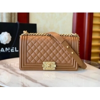 Fashion Boy Chanel Flap Shoulder Bag Leather A67085 brown