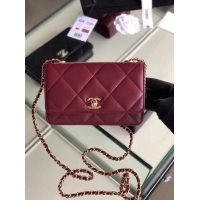 Pretty Style Chanel flap bag Lambskin & Gold-Tone Metal 3798 Purplish