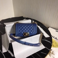 Super Quality Boy Chanel Flap Shoulder Bag Original Leather Blue A67085 Gold