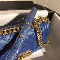 Super Quality Boy Chanel Flap Shoulder Bag Original Leather Blue A67085 Gold