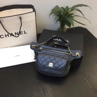 Fashion Chanel Original Leather Belt Bag Black SA0814 Gold