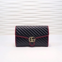 Discount Gucci GG Marmont clutch 498079 black&red