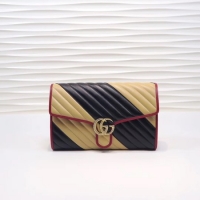 ﻿Good Quality Gucci GG Marmont clutch 498079 black&apricot