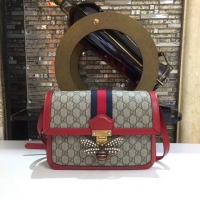 Elegant Gucci Queen Margaret GG Supreme medium shoulder bag 524356 red