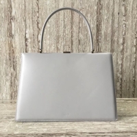 Luxury CELINE MEDIUM CLASP HANDBAG IN BOX CALFSKIN WITH PATINA 180923 light grey