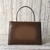 New Design CELINE MEDIUM CLASP HANDBAG IN BOX CALFSKIN WITH PATINA 180923 brown