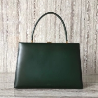 Discount CELINE MEDIUM CLASP HANDBAG IN BOX CALFSKIN WITH PATINA 180923 Blackish green