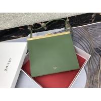 Shop Duplicate CELINE MINI CLASP BAG IN SMOOTH CALFSKIN 181053 GREEN