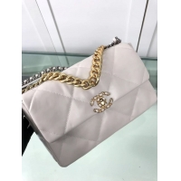 Cheapest Chanel 19 Large Leather Flap Bag AS1161 White 2019