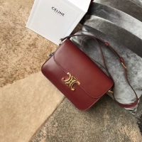 Expensive CELINE MEDIUM TRIOMPHE BAG IN SHINY CALFSKIN CL87363 LIGHT BURGUNDY