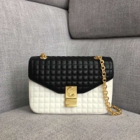 Duplicate CELINE MEDIUM C BAG IN BICOLOUR QUILTED CALFSKIN CL87253 white&black