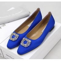 Buy Discount Manolo Blahnik Ballerina Satin Canvas MB095 Blue