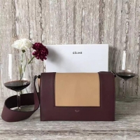 Hot Sale Celine frame Bag Original Calf Leather 5756 Burgundy&apricot