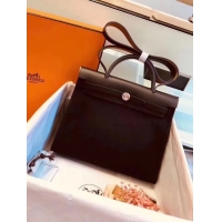 Shop Duplicate Hermes Herbag 31CM Original Canvas Leather & Calfskin 45987 Black