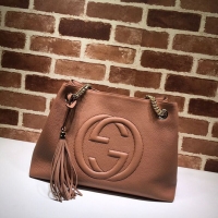 Top Quality Gucci Soho Medium Tote Bag Calfskin Leather 308982 Brown