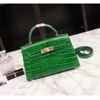 Sophisticated Hermes Kelly 19cm Tote Bag crocodile Leather KL19 green