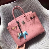 Top Grade Hermes Real ostrich leather birkin bag BK35 pink