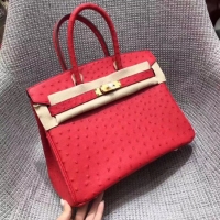 Discount Hermes Real ostrich leather birkin bag BK35 red