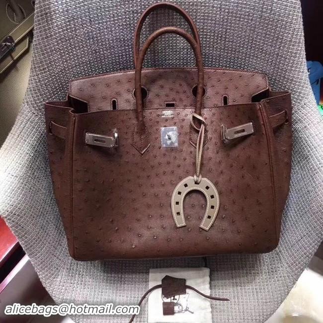 Best Price Hermes Real ostrich leather birkin bag BK35 Chocolates