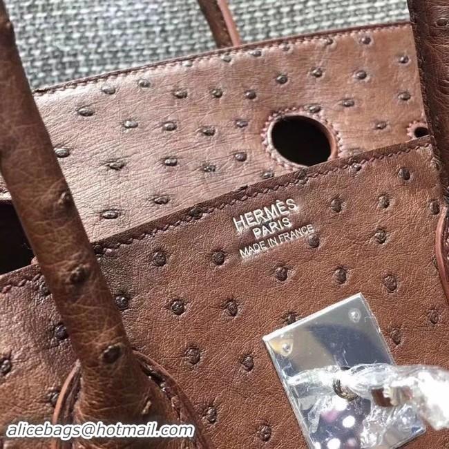 Best Price Hermes Real ostrich leather birkin bag BK35 Chocolates