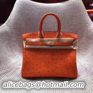 Luxury Hermes Real ostrich leather birkin bag BK35 orange