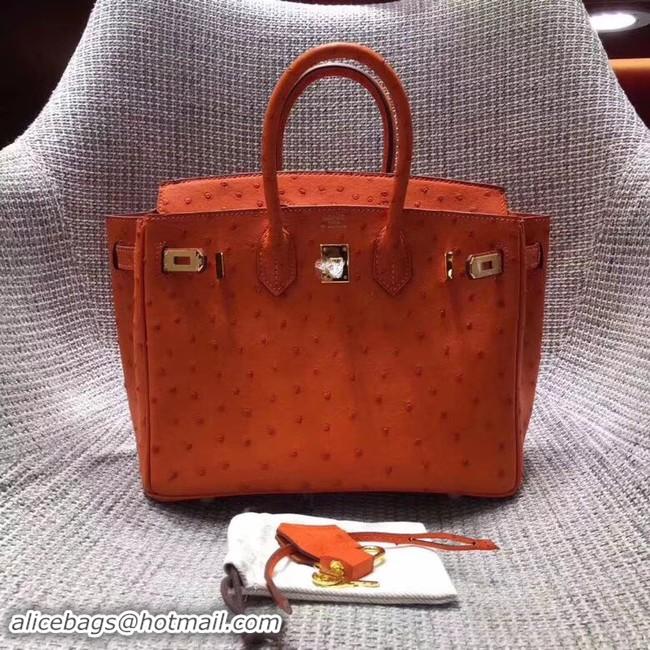 Luxury Hermes Real ostrich leather birkin bag BK35 orange