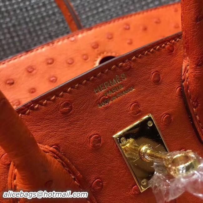 Luxury Hermes Real ostrich leather birkin bag BK35 orange