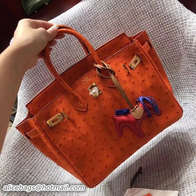 Luxury Hermes Real ostrich leather birkin bag BK35 orange