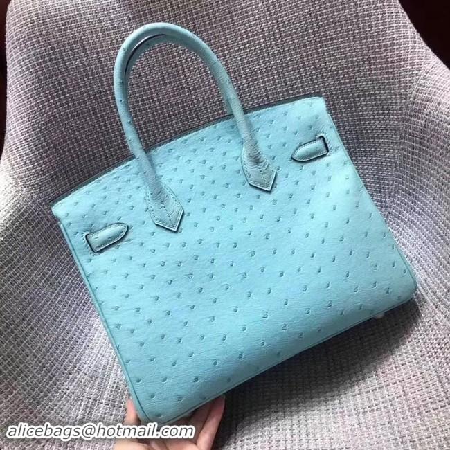 Luxury Hermes Real ostrich leather birkin bag BK35 sky blue