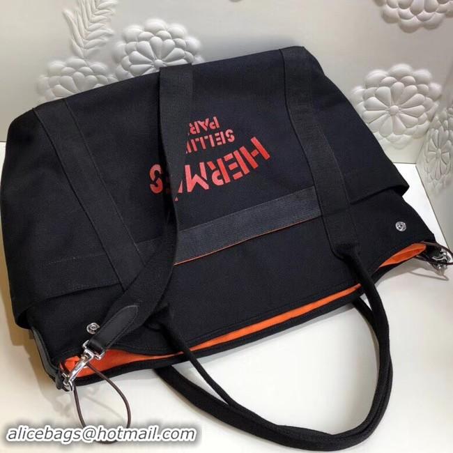 Pretty Style Hermes Canvas Shopping Bag H0734 black