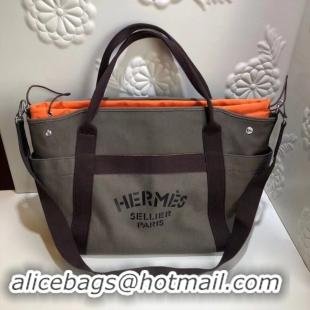 Low Price Hermes Canvas Shopping Bag H0734 Khaki