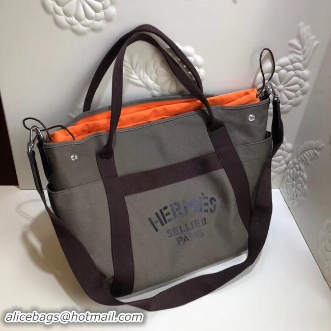 Low Price Hermes Canvas Shopping Bag H0734 Khaki