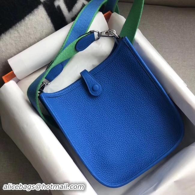 Good Looking Hermes Evelyne original togo leather mini Shoulder Bag H15698 blue