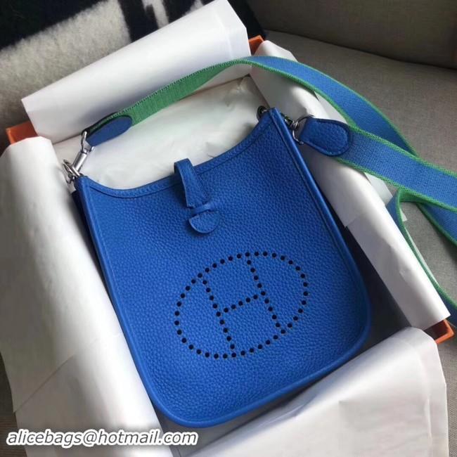 Good Looking Hermes Evelyne original togo leather mini Shoulder Bag H15698 blue