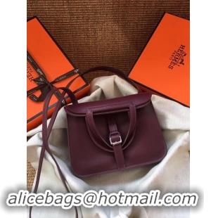 Luxury Hermes Original Halzan mini bag H069523 bordeaux