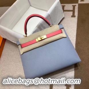 Unique Discount Hermes Kelly 28cm Shoulder Bags Epsom Leather KL28 blue&Pink