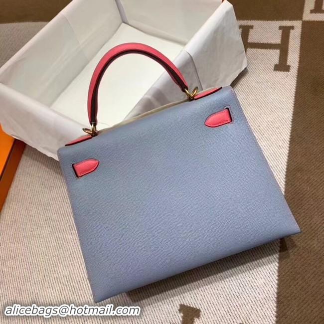 Unique Discount Hermes Kelly 28cm Shoulder Bags Epsom Leather KL28 blue&Pink