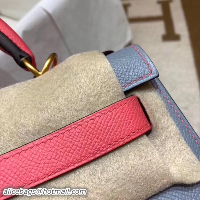 Unique Discount Hermes Kelly 28cm Shoulder Bags Epsom Leather KL28 blue&Pink