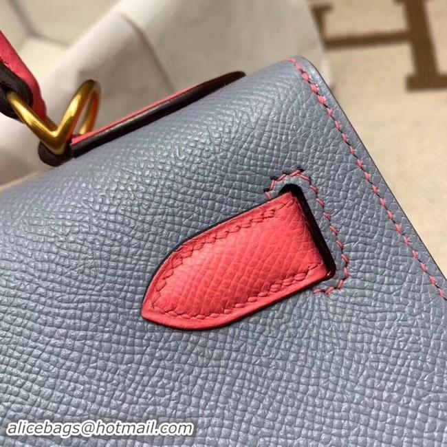 Unique Discount Hermes Kelly 28cm Shoulder Bags Epsom Leather KL28 blue&Pink