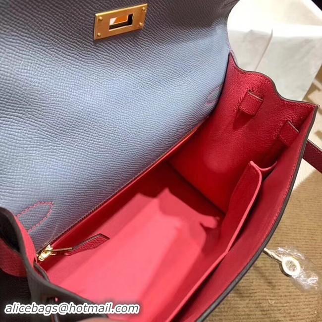 Unique Discount Hermes Kelly 28cm Shoulder Bags Epsom Leather KL28 blue&Pink