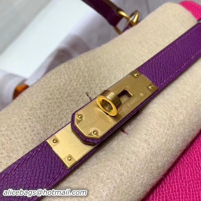 Classic Hermes Kelly 28cm Shoulder Bags Epsom Leather KL28 Plum red&purple