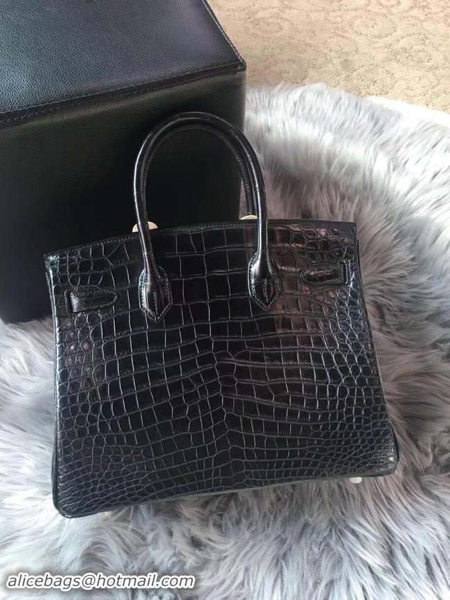 Sumptuous Hermes genuine 100% crocodile leather handmade birkin bag BK350 BLACK