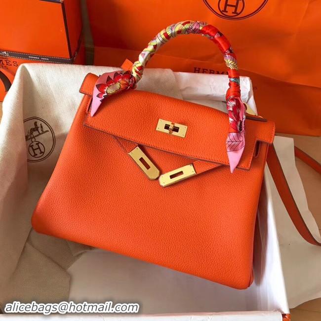 Luxury Hermes original Togo leather kelly bag KL32 orange