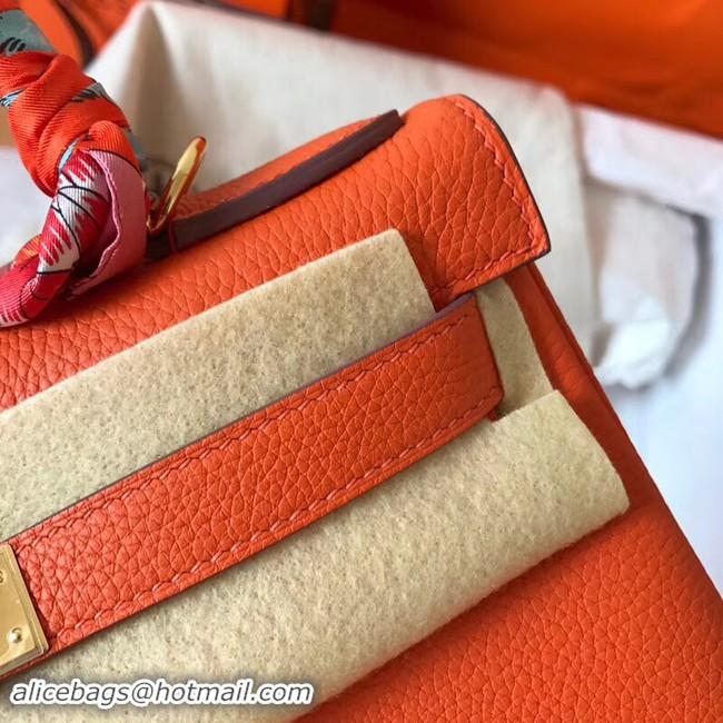 Luxury Hermes original Togo leather kelly bag KL32 orange