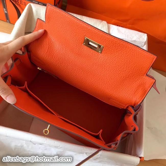 Luxury Hermes original Togo leather kelly bag KL32 orange