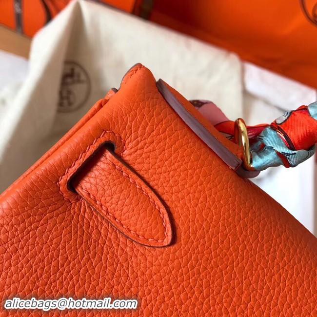 Luxury Hermes original Togo leather kelly bag KL32 orange