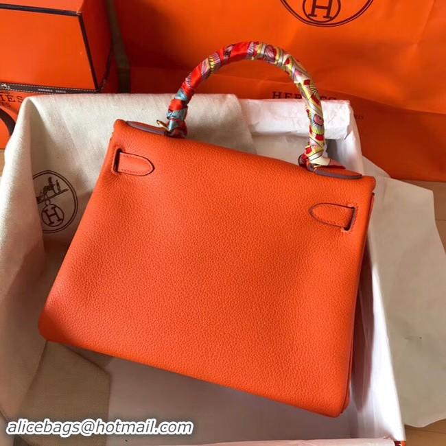 Luxury Hermes original Togo leather kelly bag KL32 orange