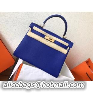 Discount Hermes original Togo leather kelly bag KL32 blue